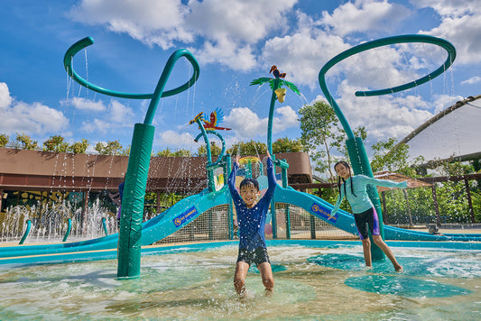 Kids enjoying September school holidays in Singapore in a waterpark