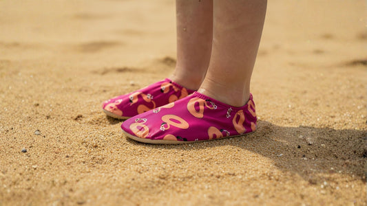 toddler walking safely on beach wearing non-slip water socks singapore