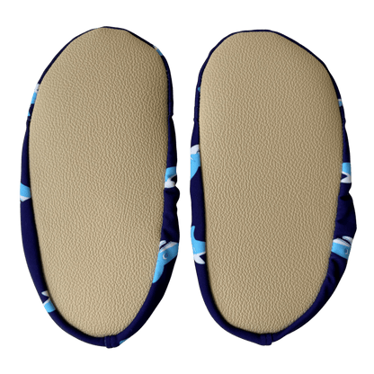 Pair of beige grip soles on a transparent background.